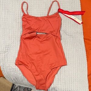 Coral Cutout One-Piece Swimsuit